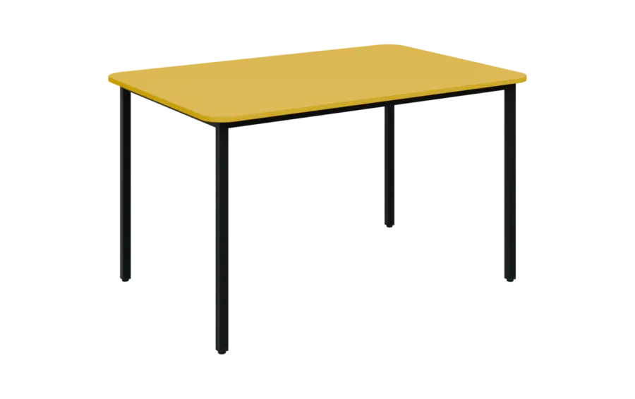 JSBR 130N Jídelní stůl 1300 x 900 mm, deska žlutá odio / podnož černá